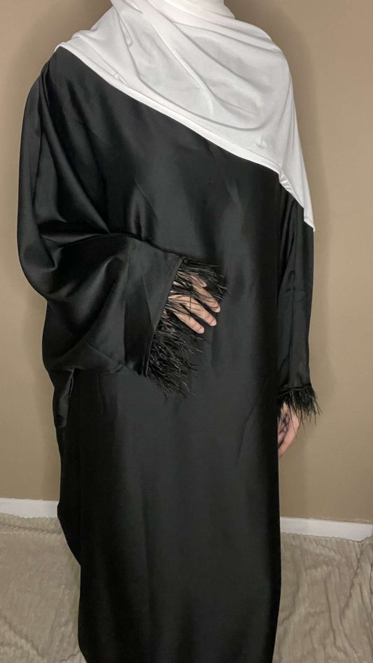 Abaya à plumes Noir